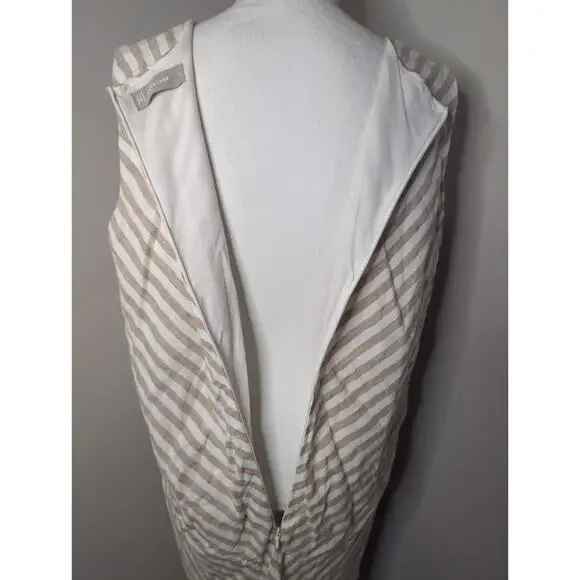 Everlane Bias Cut Linen Maxi Dress Striped Neutral Size 12 - Picture 4 of 8